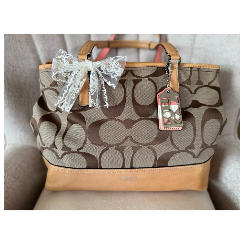 Coach Brown and Tan Tote Bag